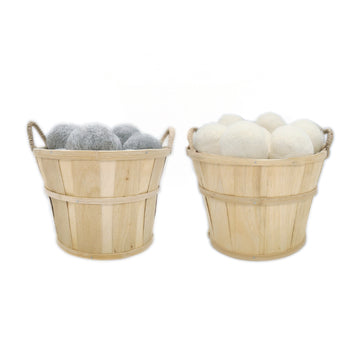 Moss Creek Starter Set - 75 Wool Dryer Balls with 2 Small Bushel Baskets & Lamb